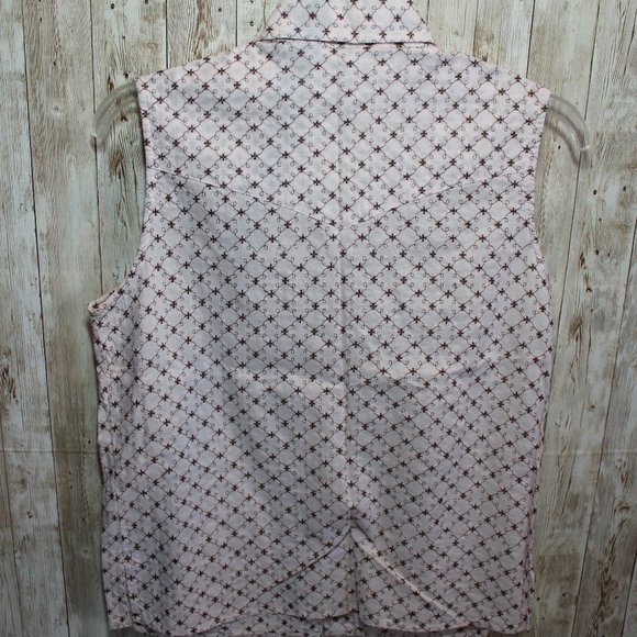 RoughRider Pink w/brown Sleeveless Snap Down Small - Picture 2 of 3